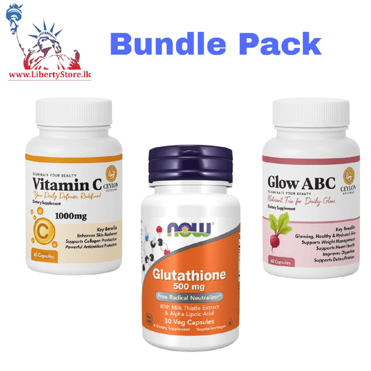 Bundle Pack Ceylon Science Vitamin C , Now Foods Glutathione & Glow ABC