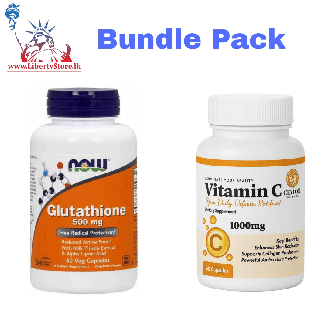 Bundle Pack Now Foods Glutathione (60 Capsules) &amp; Ceylon Science Vitamin C (60 Capsules)