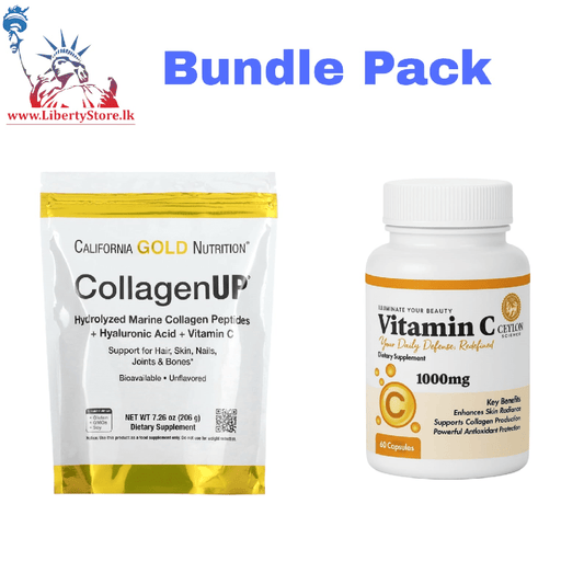 Bundle Pack California Gold Collagen Up 206g &amp; Ceylon Science Vitamin C (60 Capsules)