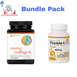 Bundle Pack Youtheory Marine Collagen (290 Tablets) & Ceylon Science Vitamin C (60 Capsules)