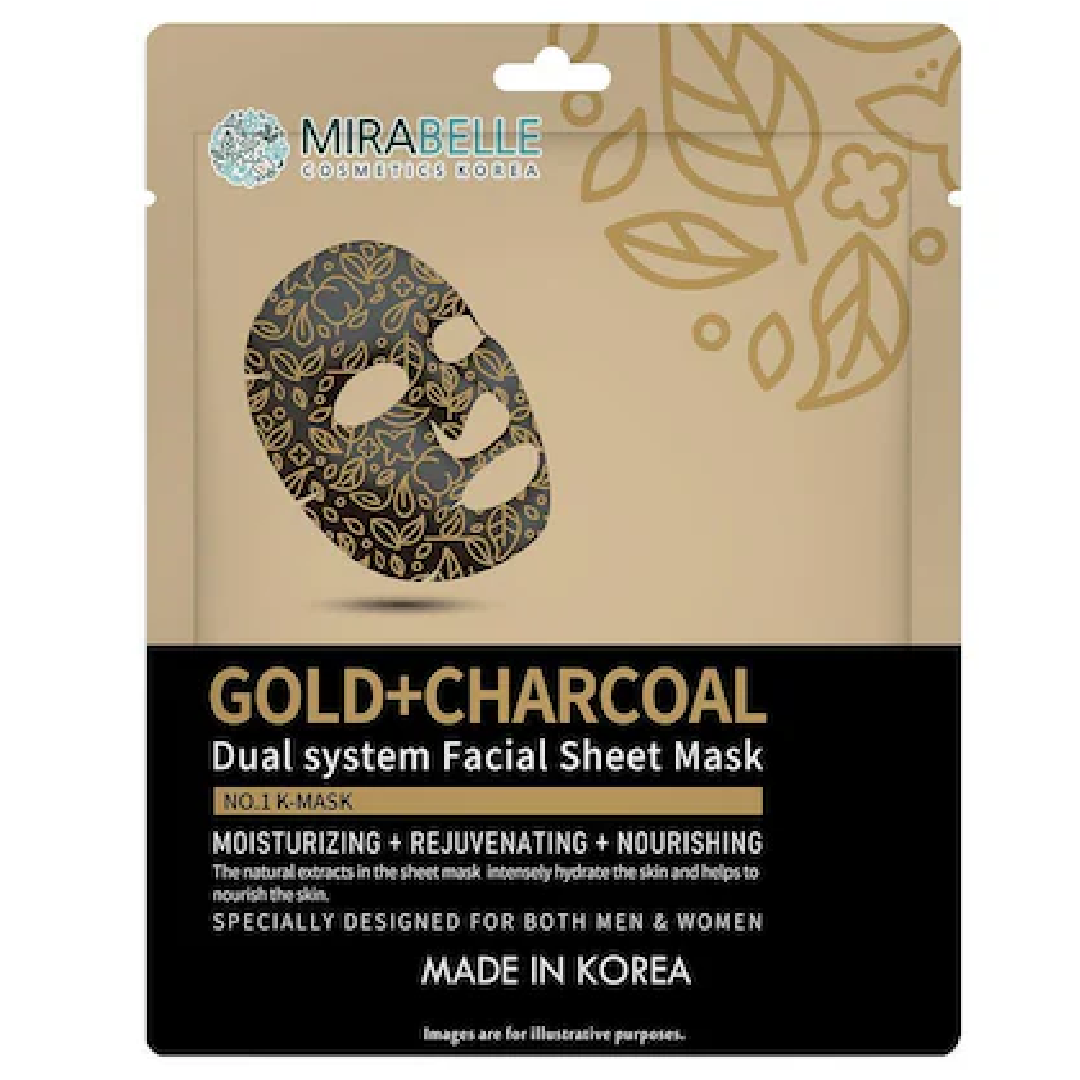 Mirabelle Gold + Charcoal Sheet Mask 25ml