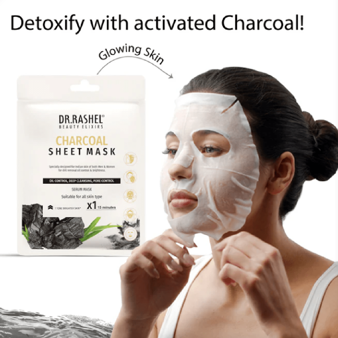 DR.RASHEL Charcoal Sheet Mask With Serum – 2pcs