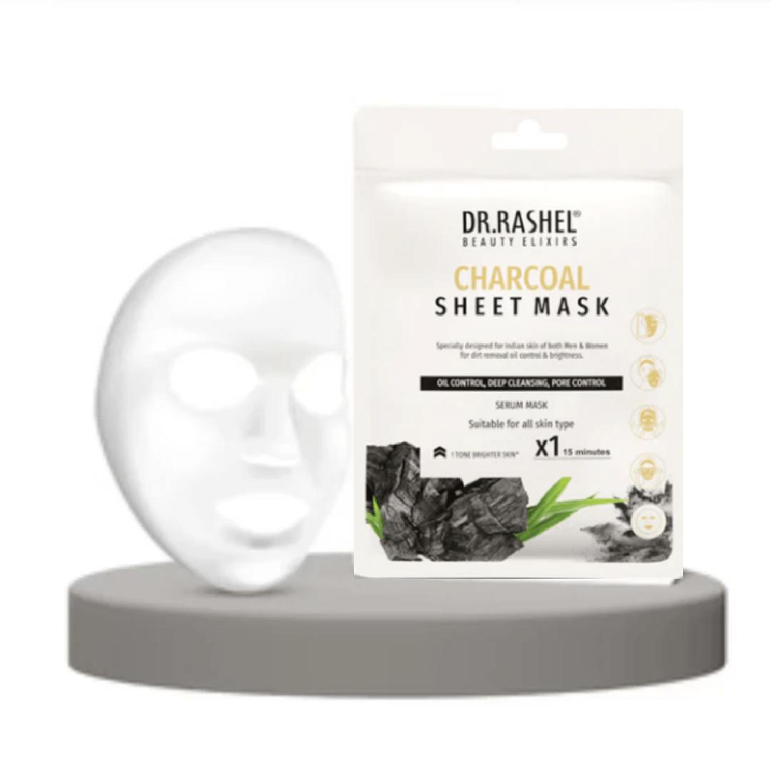 DR.RASHEL Charcoal Sheet Mask With Serum – 2pcs