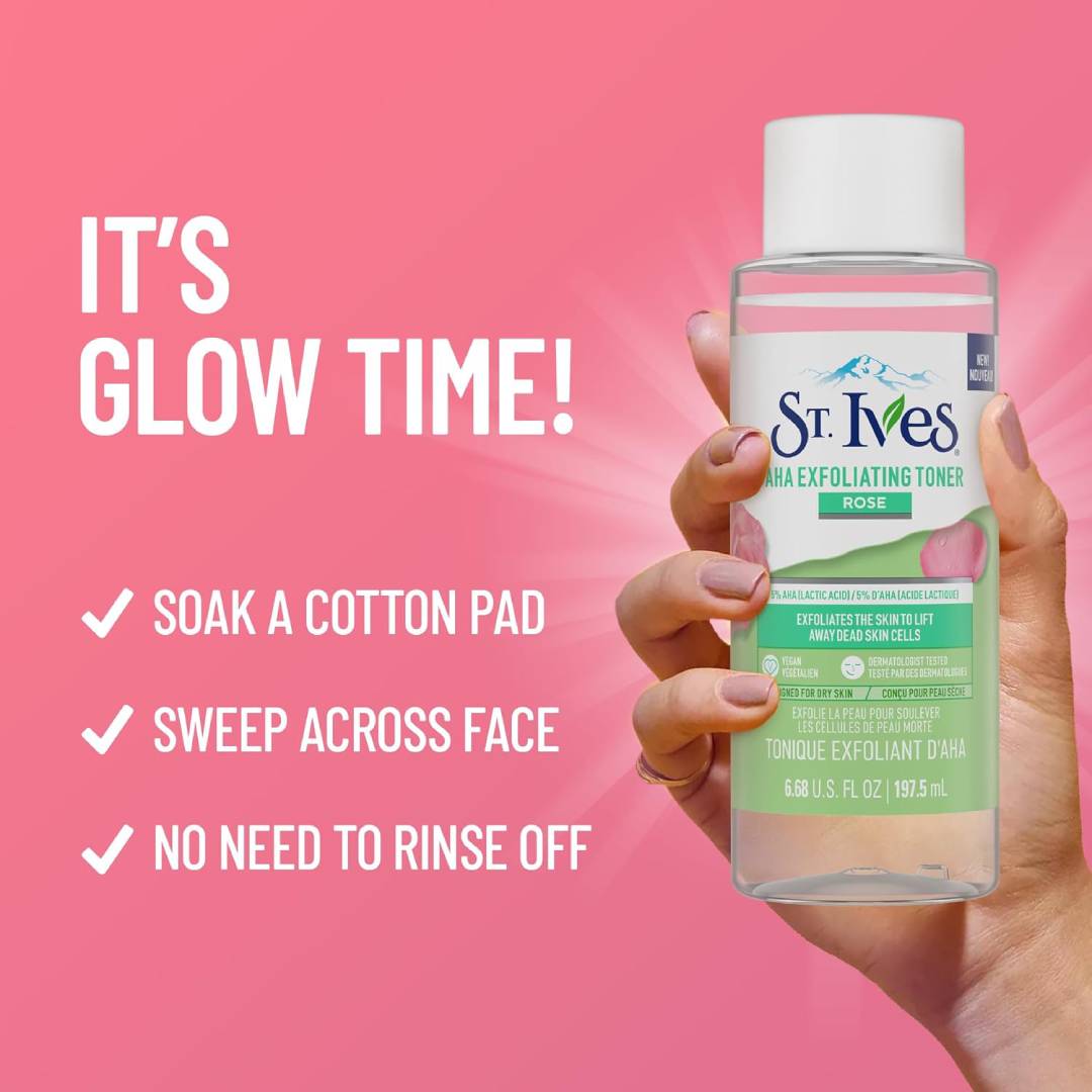 St. Ives Rose AHA Exfoliating Vegan Facial Toner 197.5ml