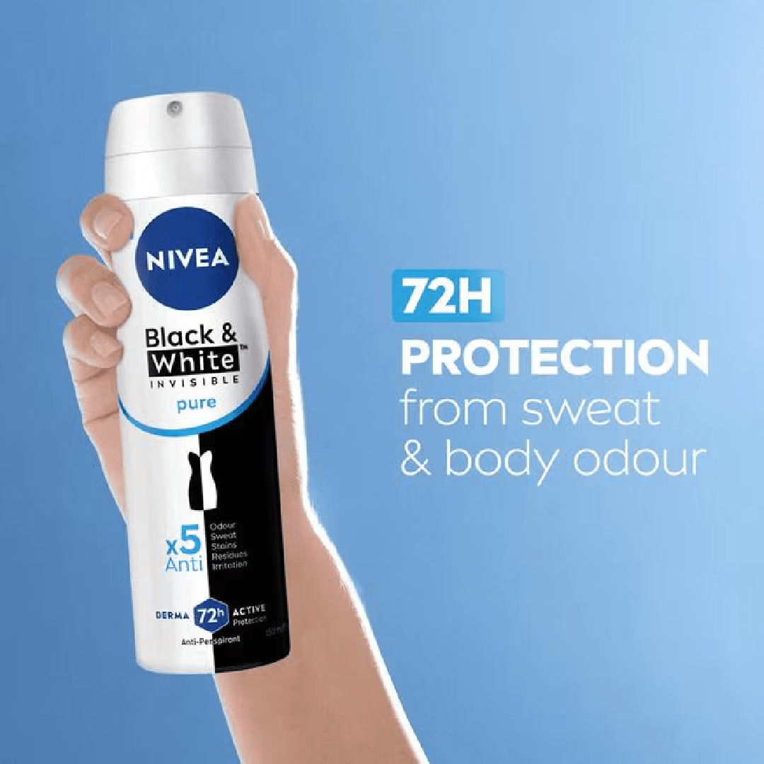 NIVEA Black & White Invisible Pure Spray 48H – 150ml