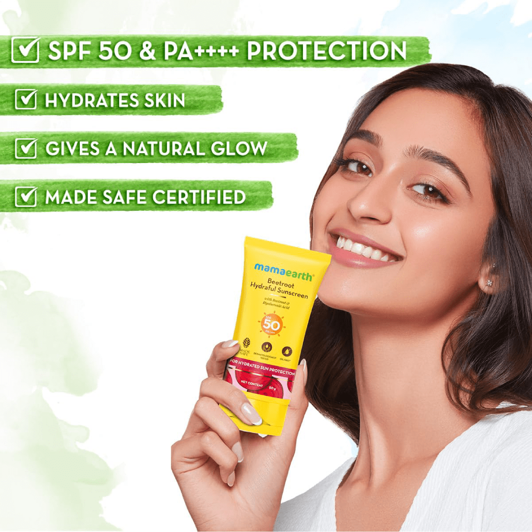 Mamaearth Beetroot Hydraful Sunscreen SPF50 PA++++ 50g