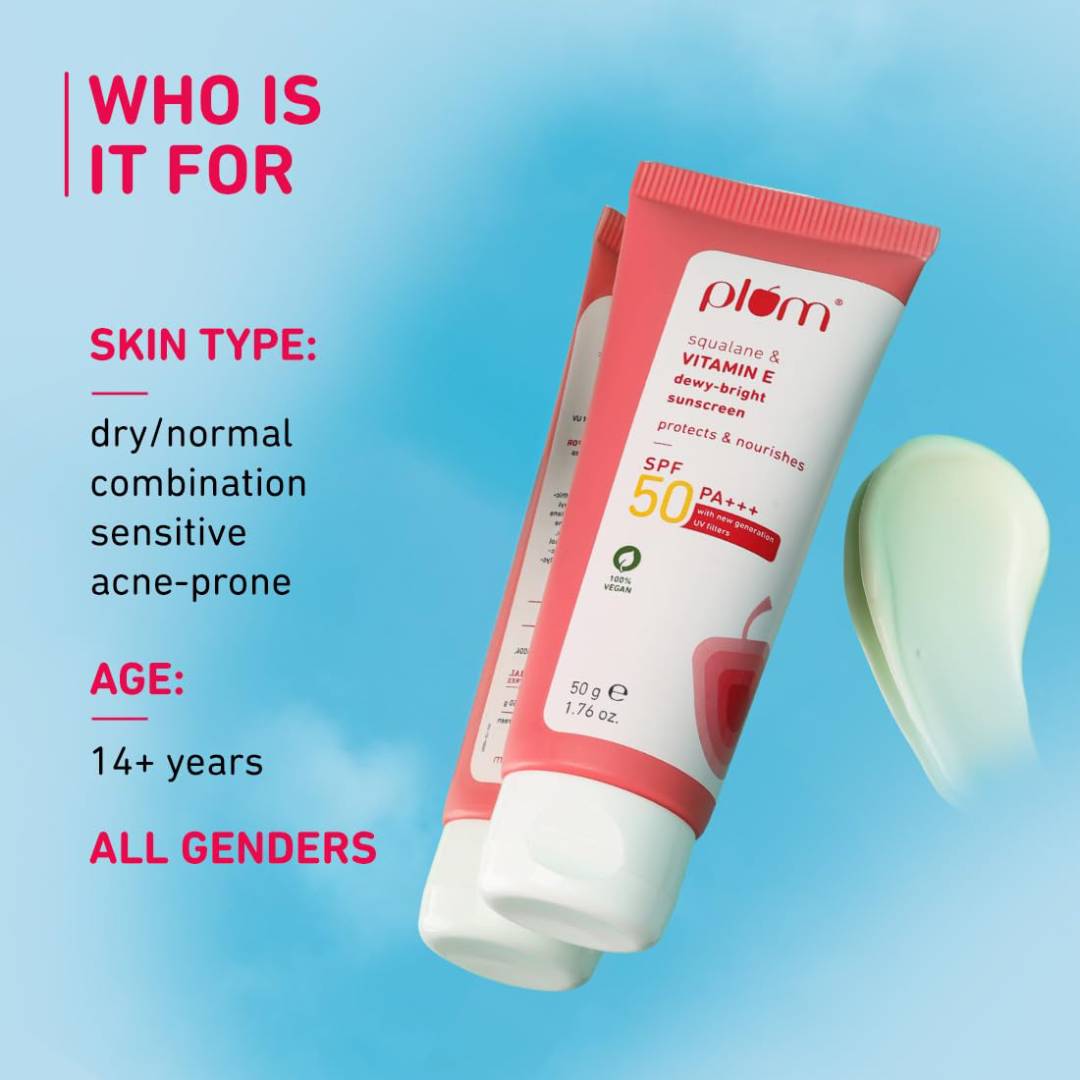 Plum Squalane & Vitamin E Dewy-Bright Sunscreen SPF 50 PA+++ (50g)