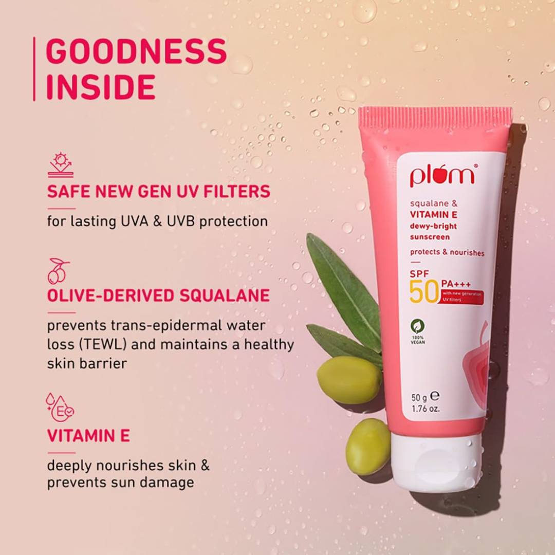 Plum Squalane & Vitamin E Dewy-Bright Sunscreen SPF 50 PA+++ (50g)