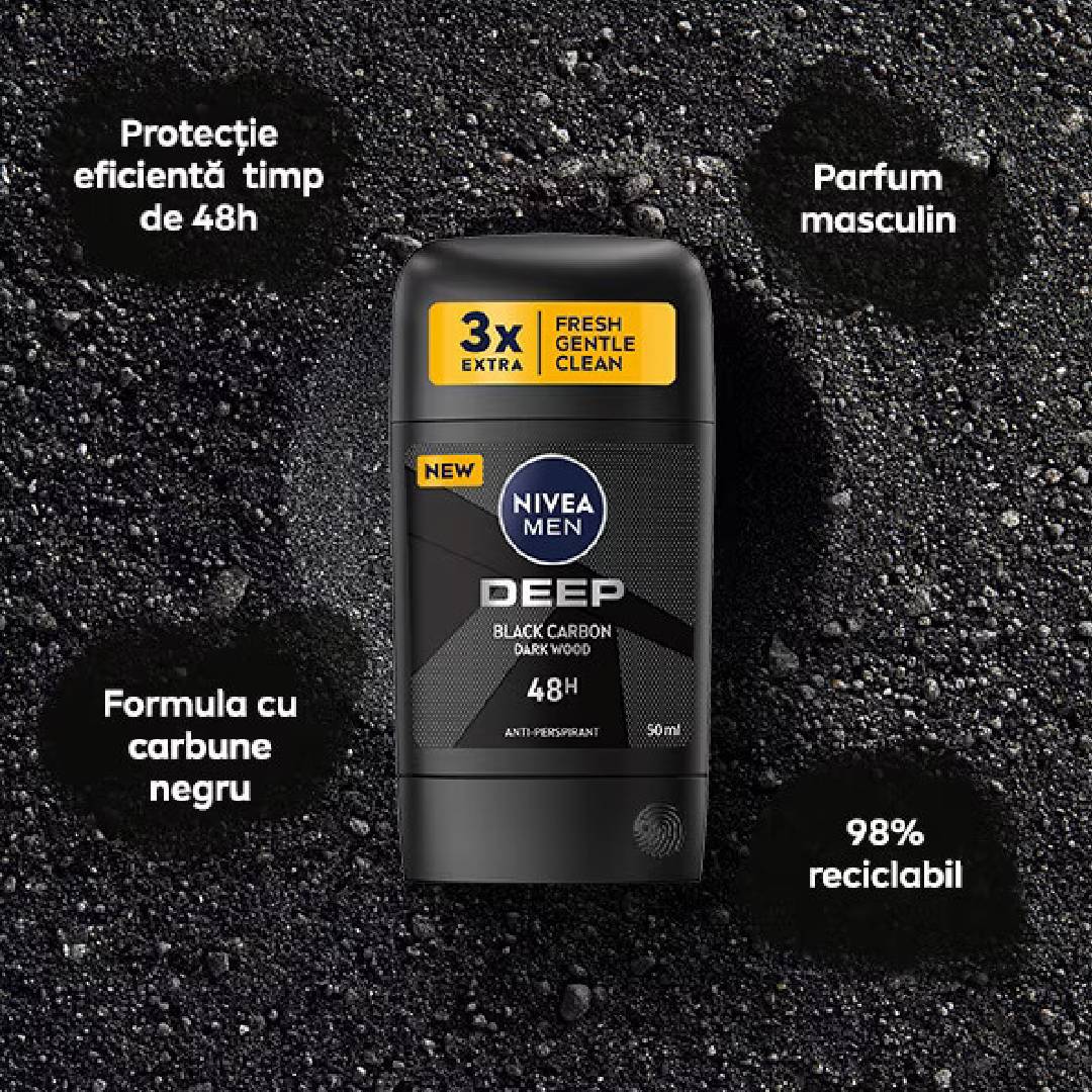 NIVEA Men Deep Black Carbon Dark Wood Deodorant 50ml