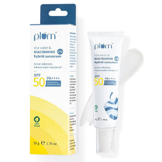 Plum 2% Niacinamide & Rice Water Sunscreen SPF 50 PA++++ 50g