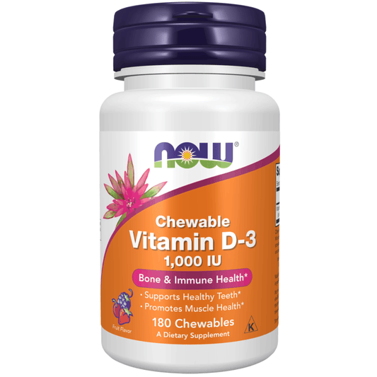 NOW Foods Vitamin D3 1000 IU – 180 Chewable Tablets