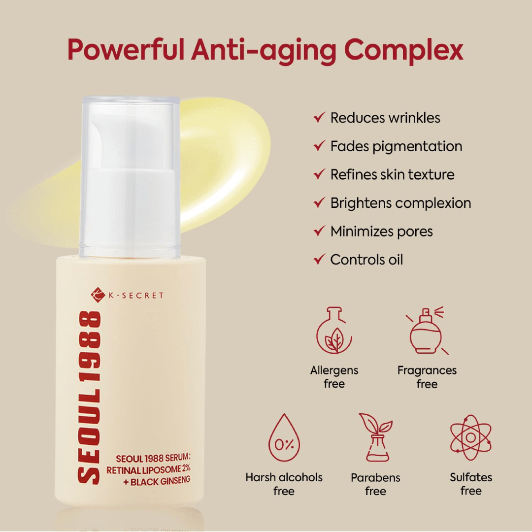 KSECRET Seoul 1988 Serum – Retinal Liposome 2% + Black Ginseng (30ml)