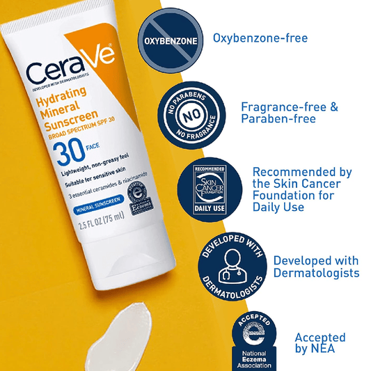 CeraVe Hydrating Mineral Sunscreen SPF 30 Face Lotion 75ml