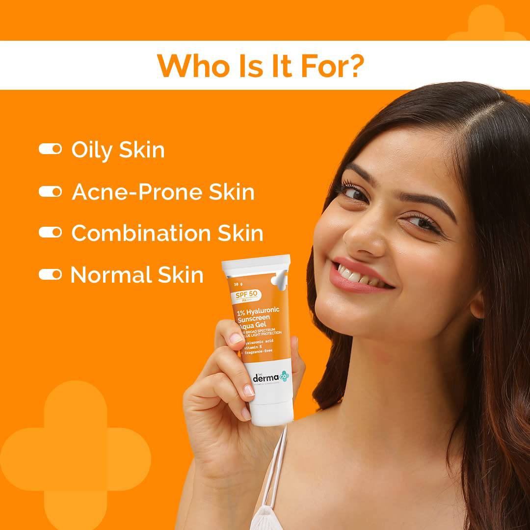 The Derma Co Hyaluronic Sunscreen Aqua Gel SPF 50 50g