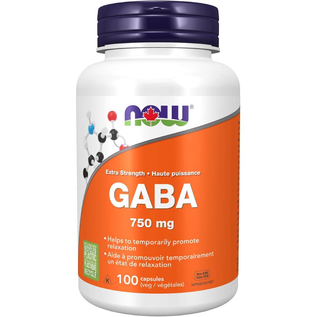 NOW Foods GABA 750mg (100 Veg Capsules)