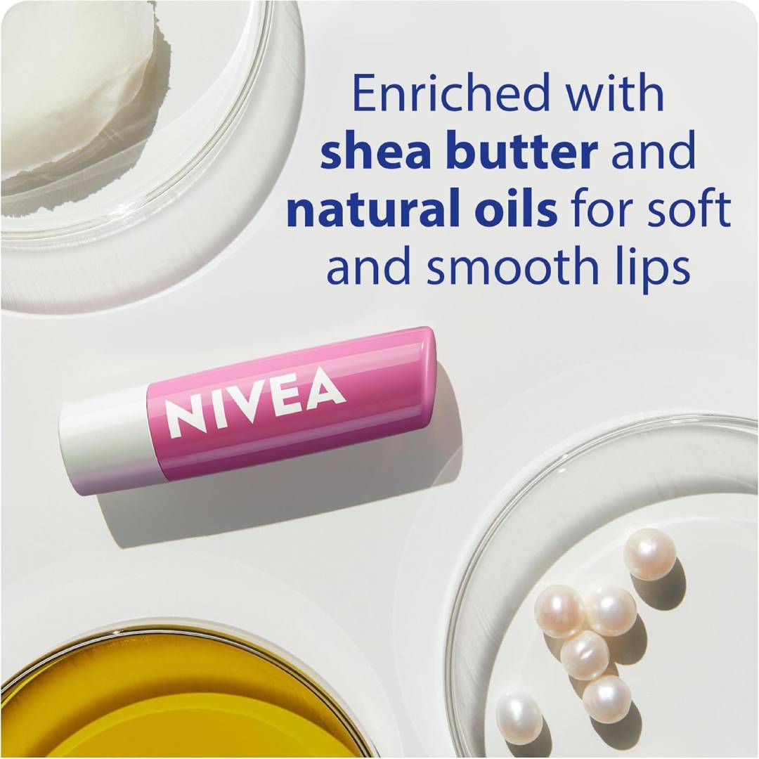 NIVEA Pearly Shine Lip Balm – Pearly Pink Shimmer (2×4.8g)