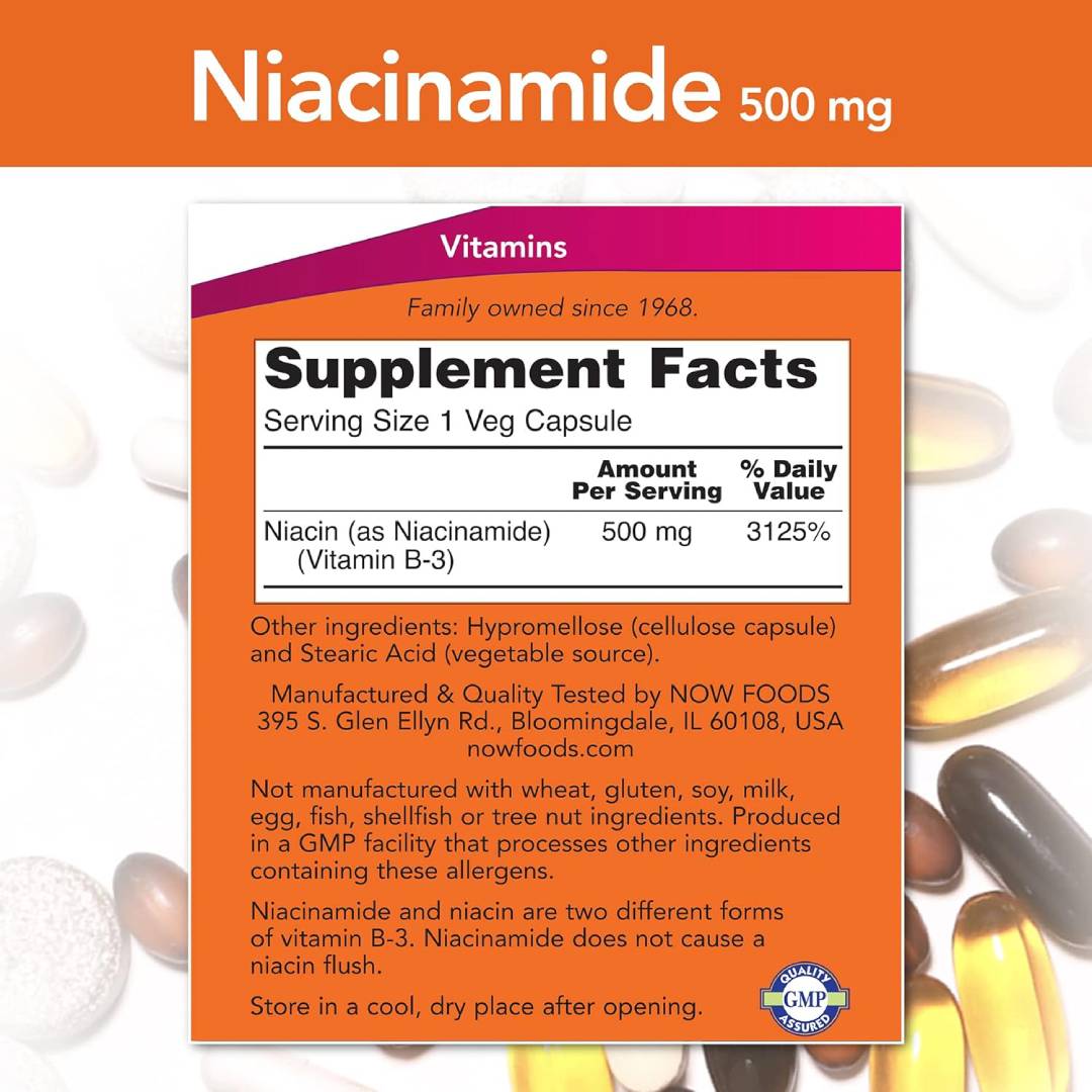 NOW Foods Niacinamide 500mg – 100 Veg Capsules