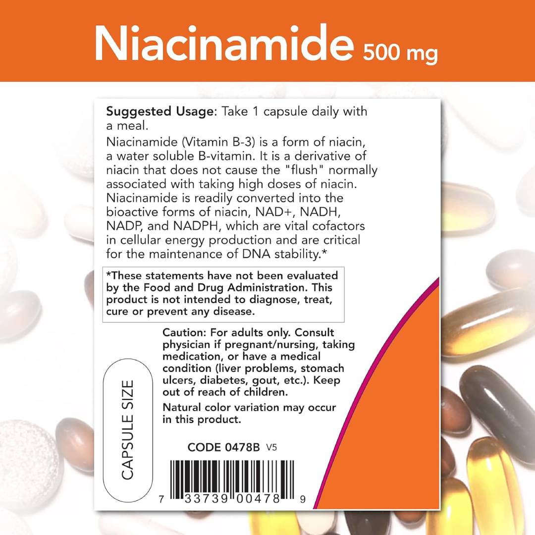 NOW Foods Niacinamide 500mg – 100 Veg Capsules
