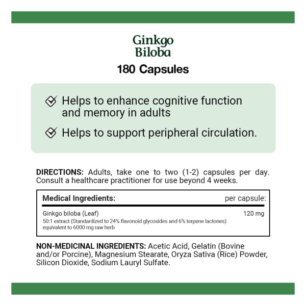 Nature’s Bounty Ginkgo Biloba 120mg – 180 Capsules
