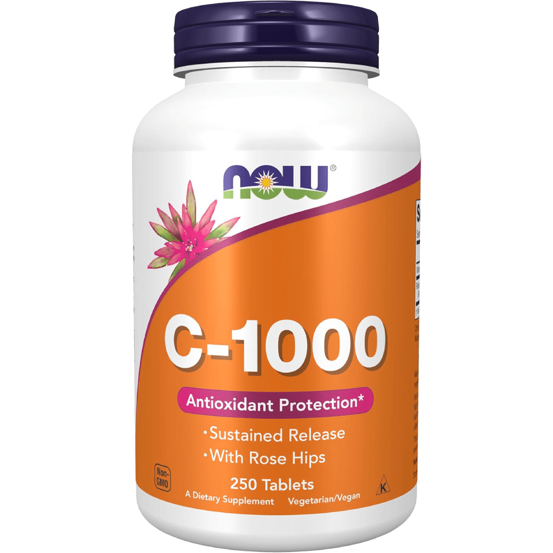 NOW Foods Vitamin C-1000 with Rose Hips (Sustained Release) – 250 Tablets