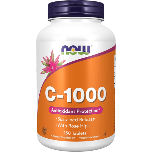 NOW Foods Vitamin C-1000 with Rose Hips (Sustained Release) – 250 Tablets