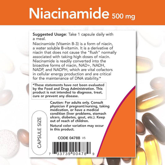 NOW Foods Niacinamide 500mg – 100 Veg Capsules