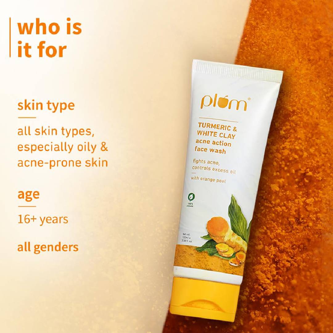 Plum Turmeric & White Clay Acne Action Face Wash 100ml