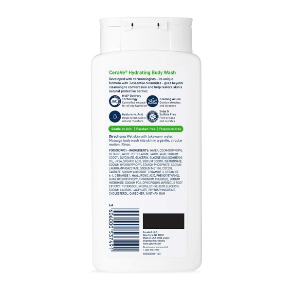 CeraVe Hydrating Body Wash for Dry Skin 296ml