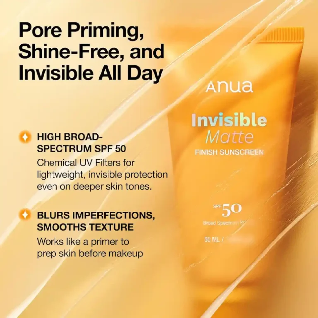 Anua Invisible Matte Finish Sunscreen SPF50 50ml
