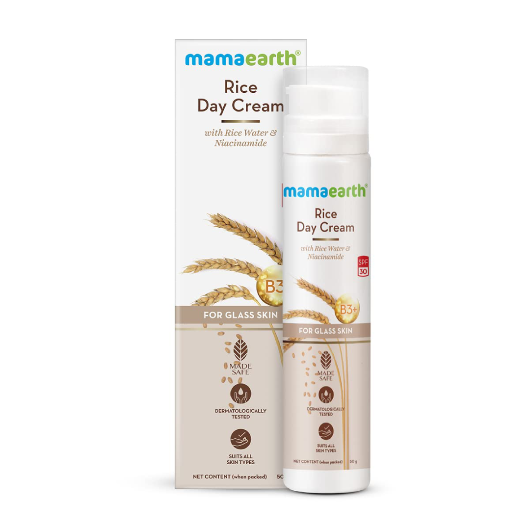 Mamaearth Rice Day Cream with Rice Water &amp; Niacinamide SPF 30 – 50g