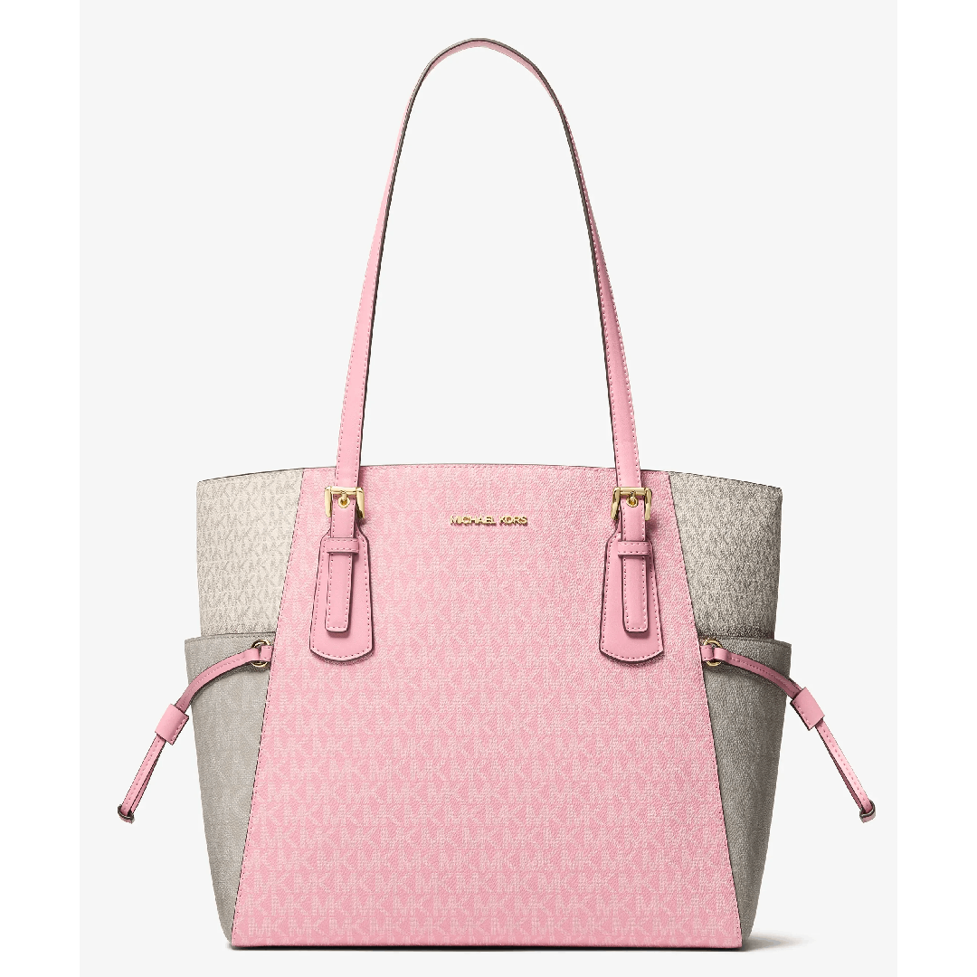 Michael Kors Voyager Large Color-Block Signature Logo Tote