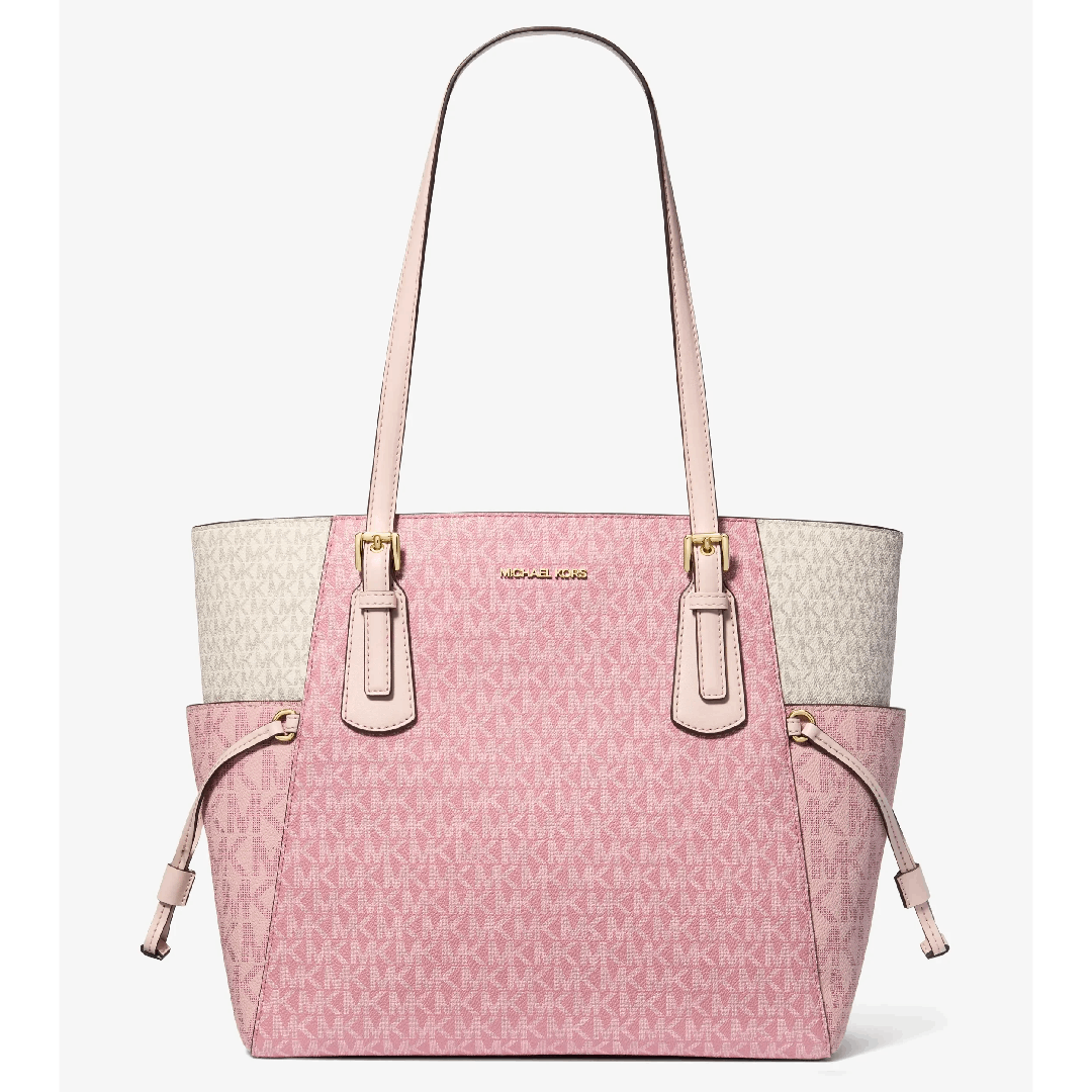 Michael Kors Voyager Large Color-Block Signature Logo Tote