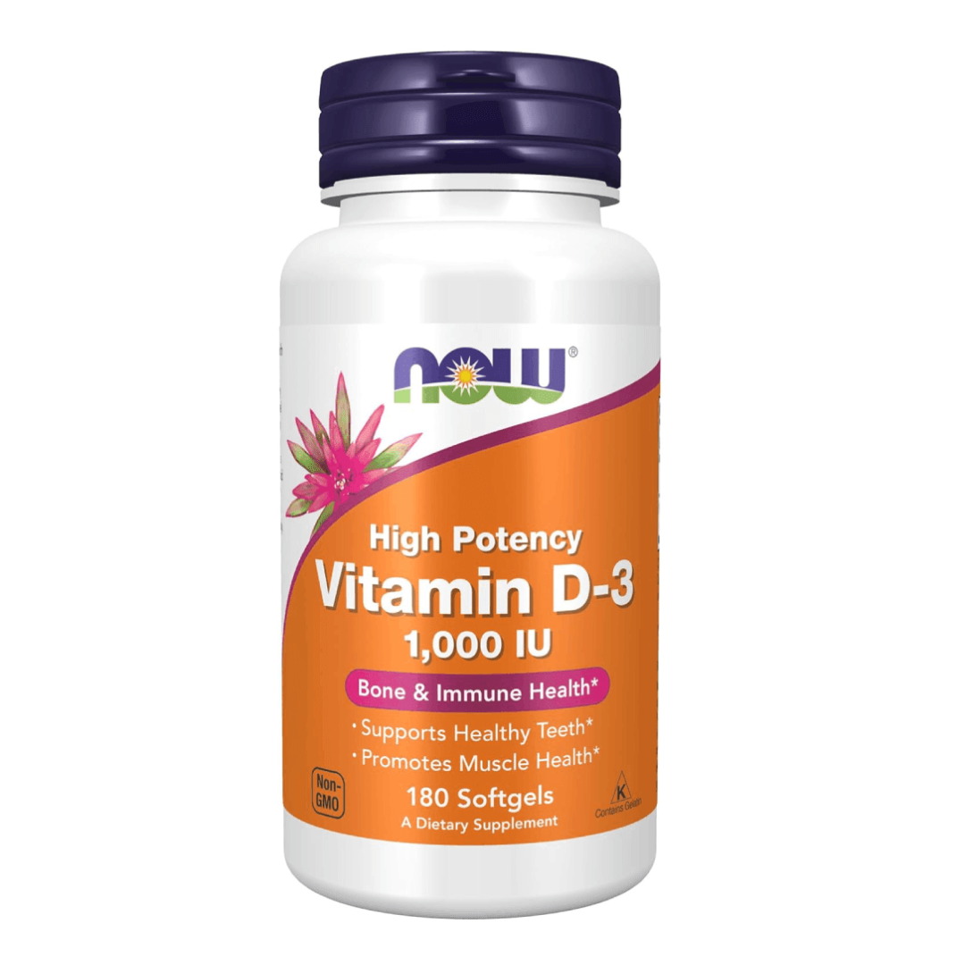 NOW Foods Vitamin D-3 1000 IU Softgels – 180 Capsules
