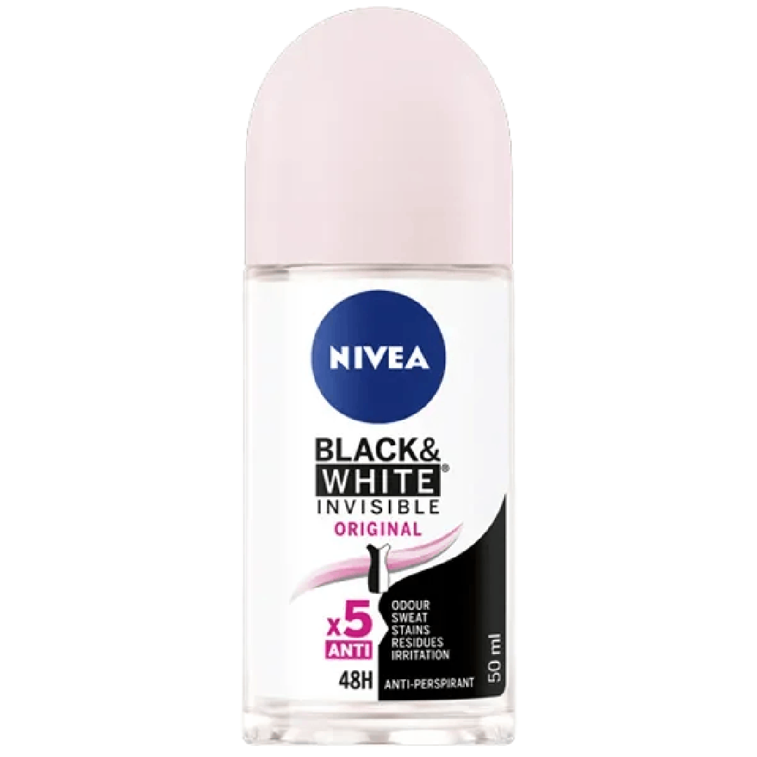 NIVEA Black & White Invisible Clear 48H Anti-Perspirant Deodorant Roll-On 50ml