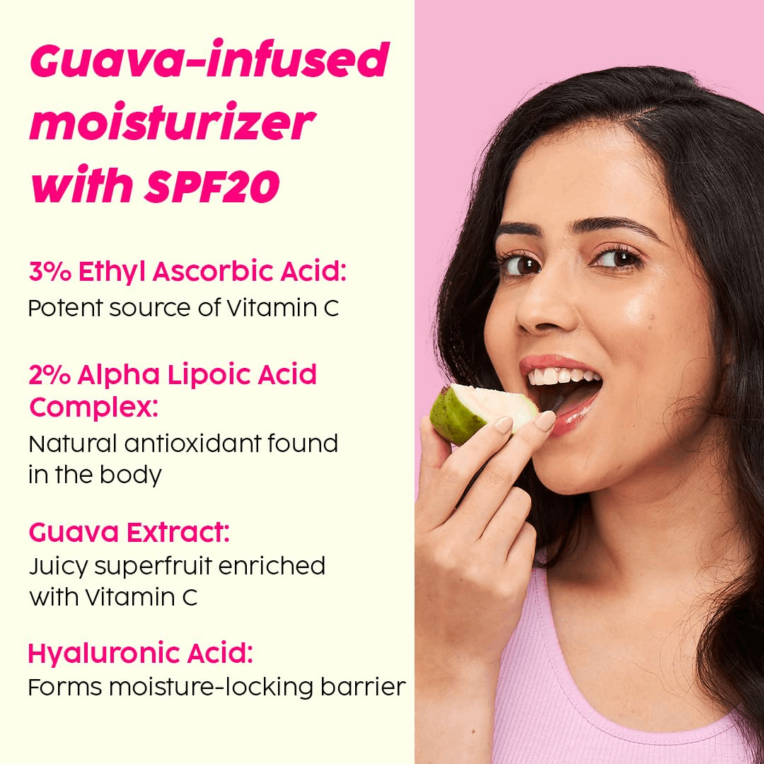 Plix Guava Glow Smoothie Moisturizer with Vitamin C, Hyaluronic Acid &  SPF 20 – 50g