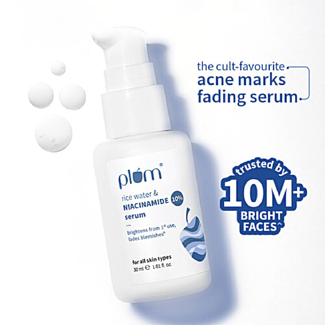 Plum Rice Water 10% Niacinamide Face Serum – Clarity Boost (30ml)
