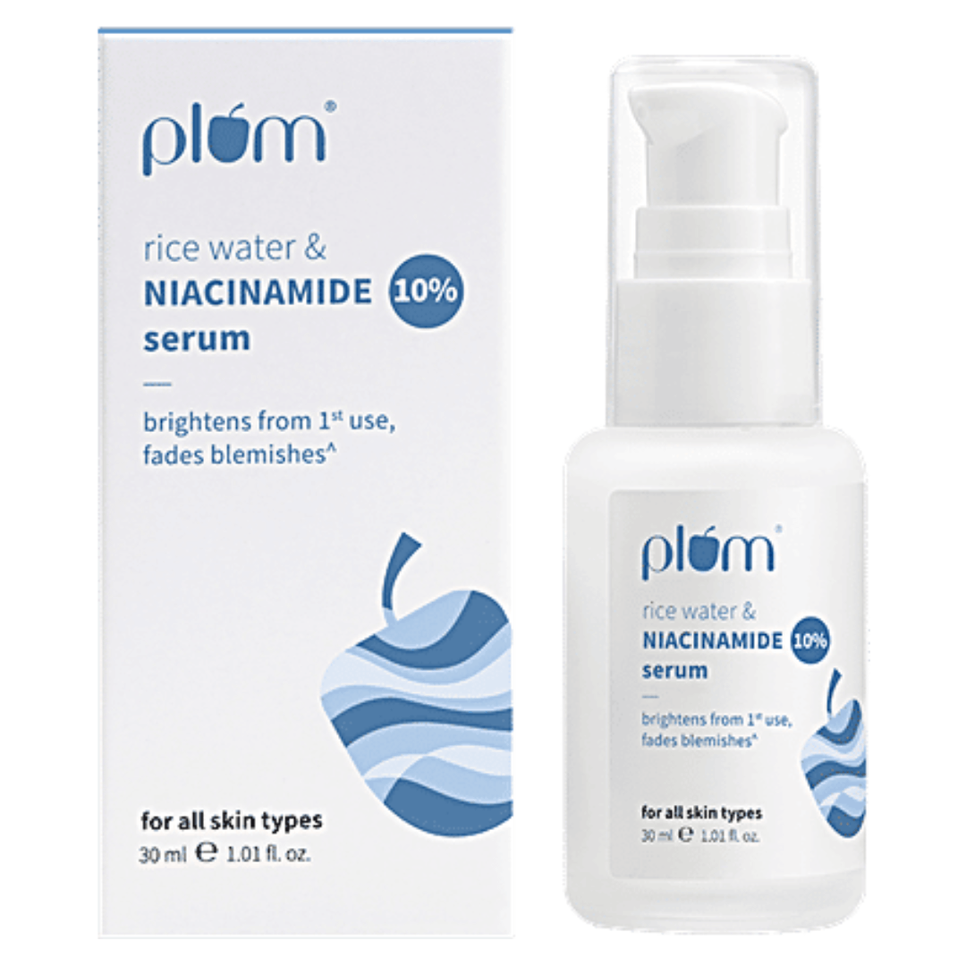 Plum Rice Water 10% Niacinamide Face Serum – Clarity Boost (30ml)