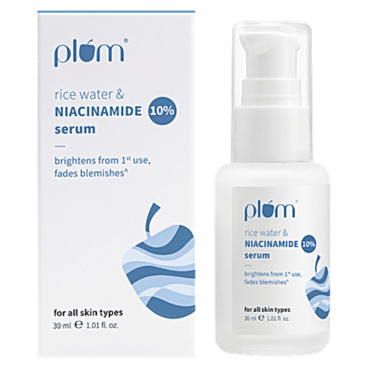 Plum Rice Water 10% Niacinamide Face Serum – Clarity Boost (30ml)