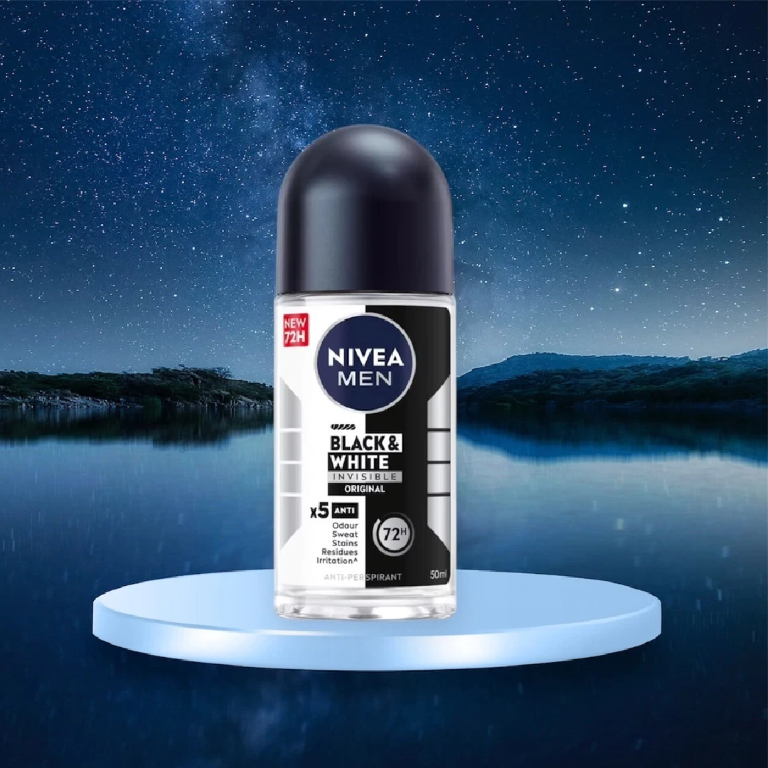 NIVEA Men Black & White Invisible Roll-On Deodorant 50ml