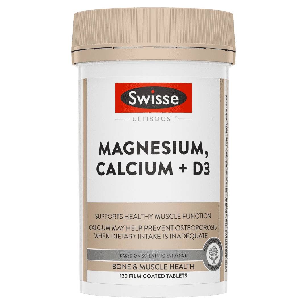 Swisse Magnesium, Calcium + Vitamin D3 120 Tablets