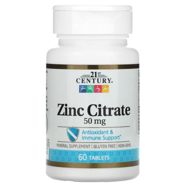 21st Century Zinc Citrate 50mg Tablets – 60 Count