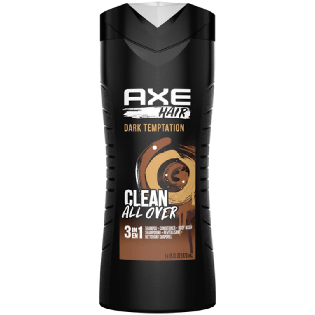 Axe Hair 3 In 1 Shampoo Conditioner Body Wash Dark Temptation Clean All Over 473 ml