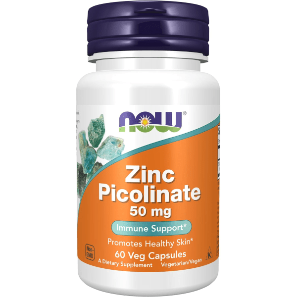 NOW Foods Zinc Picolinate 50 mg (60 Veg Capsules)