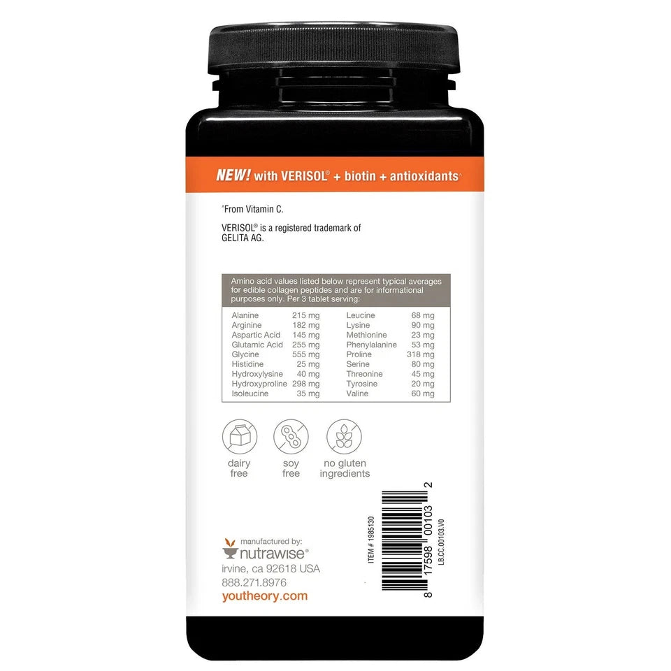 Youtheory Verisol Collagen with Biotin &  Vitamin C – 345 Tablets