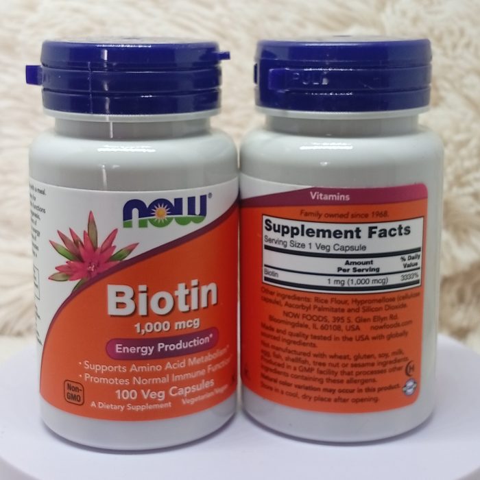 Now Foods Biotin 1000 mcg 100 Veg Capsules - Image 3