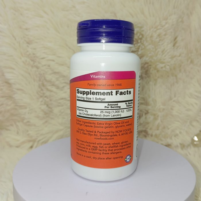 Now Foods Vitamin D-3 1000 IU 180Softgels - Image 5