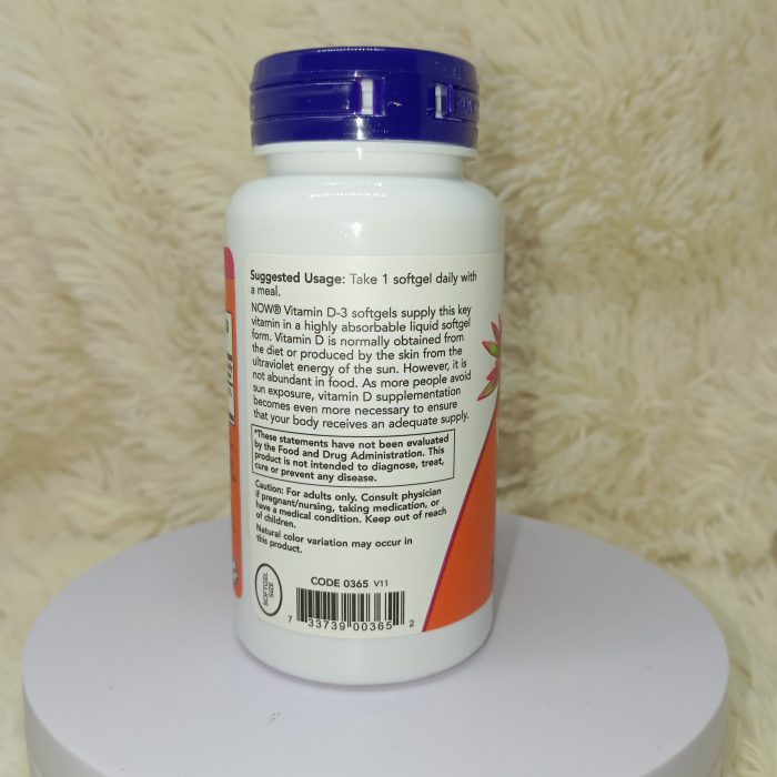 Now Foods Vitamin D-3 1000 IU 180Softgels - Image 3
