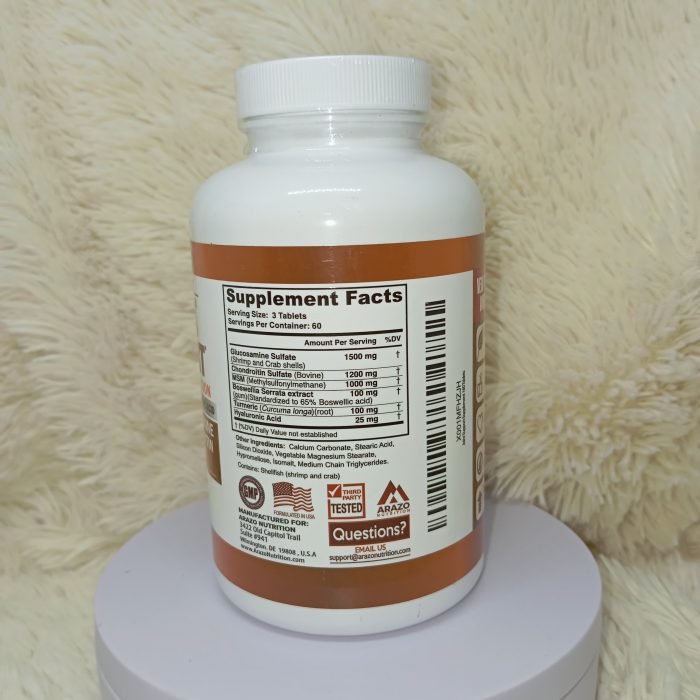 Glucosamine Chondroitin Turmeric Msm Boswellia - Joint Support Supplement for Relief 180 Tablets - Arazo Nutrition - Image 8