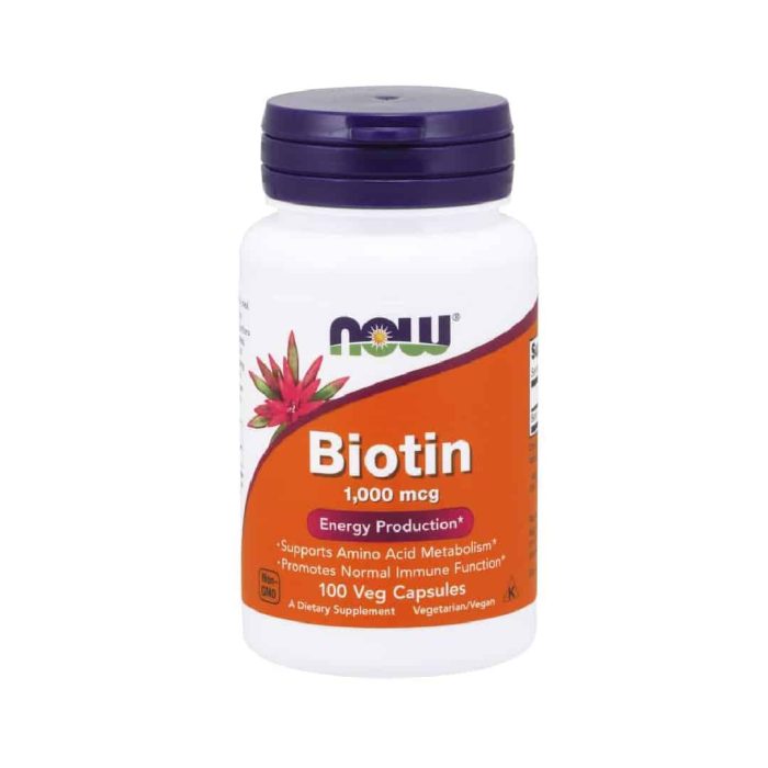Now Foods Biotin 1000 mcg 100 Veg Capsules - Image 1