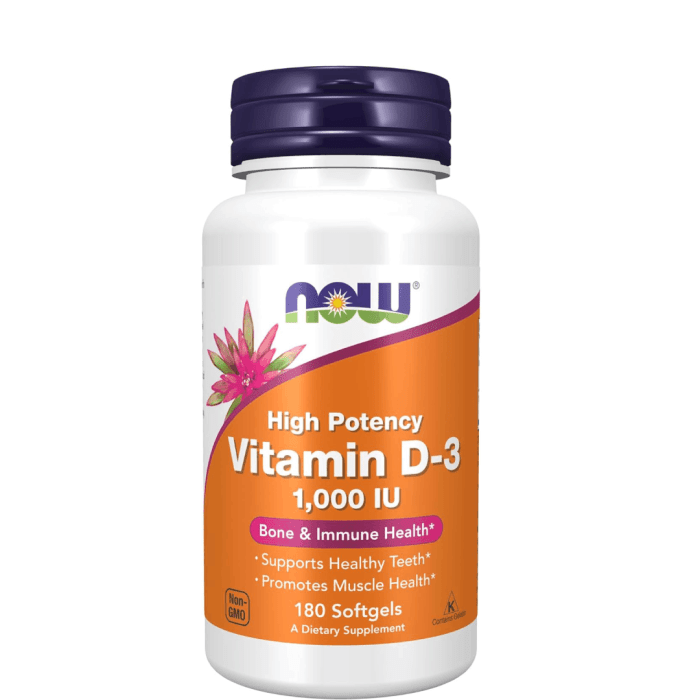Now Foods Vitamin D-3 1000 IU 180Softgels - Image 1